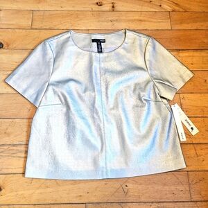 Bloomingdale's Aqua Champagne Metallic Top